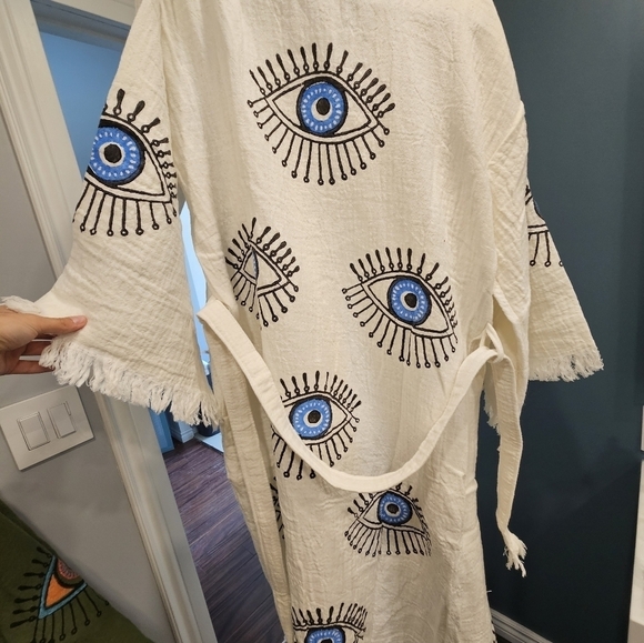 The Vanessa - 100% Turkish cotton - white with blue eyes - Picture 4 of 5